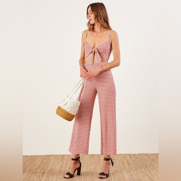 REFORMATION NWOT Bahama Pant in Gingham Check - Picture 1 of 6